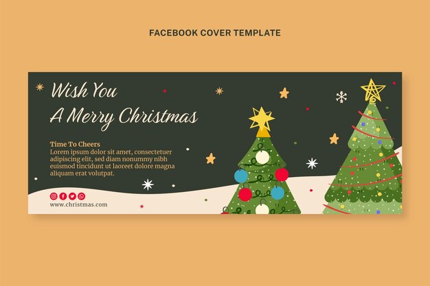 Handgezeichnete Weihnachts-Social-Media-Cover-Vorlage