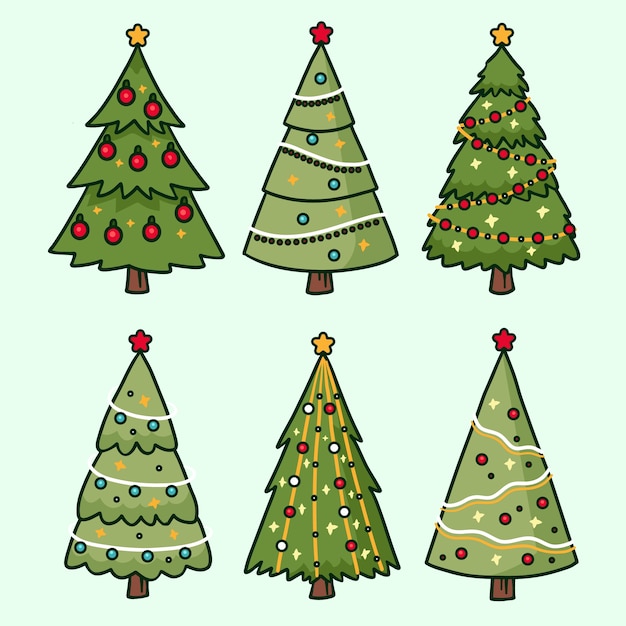Handgezeichnete Weihnachtsbäume Sammlung