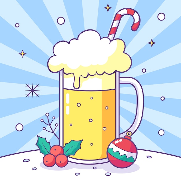 Kostenloser Vektor handgezeichnete weihnachtsbierillustration