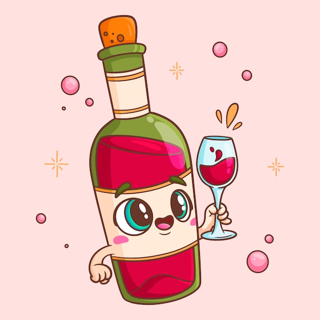 Handgezeichnete wein-cartoon-illustration