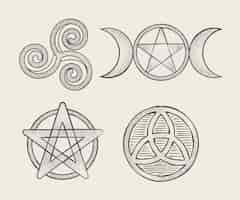 Kostenloser Vektor handgezeichnete wicca-symbole