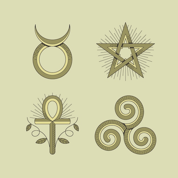 Handgezeichnete wiccan-icons gesetzt