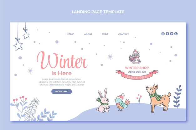 Kostenloser Vektor handgezeichnete winter-landing-page-vorlage