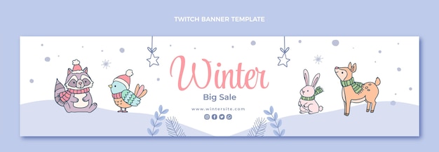 Kostenloser Vektor handgezeichnete winter-twitch-banner