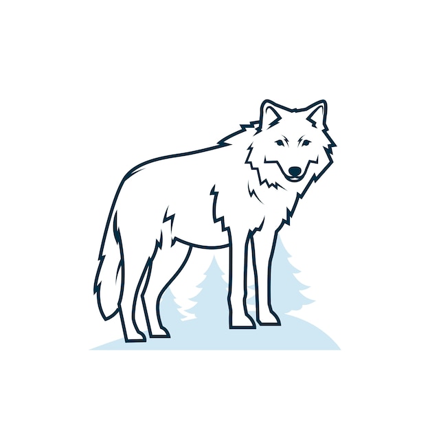Handgezeichnete Wolf-Umriss-Abbildung