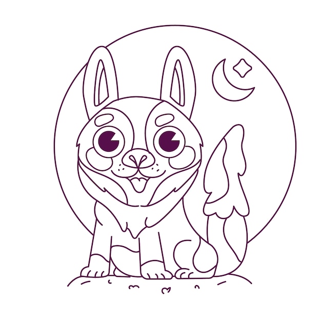 Handgezeichnete Wolfsskizzenillustration