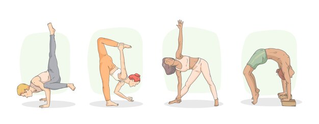Handgezeichnete Yoga-Posen-Sammlung