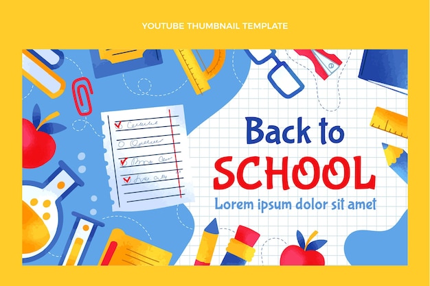 Handgezeichnete youtube-miniaturansicht zur schule zurück