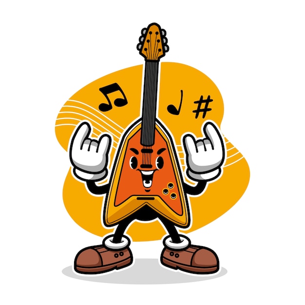Kostenloser Vektor handgezeichnete zeichentrickfigur für elektrische gitarre