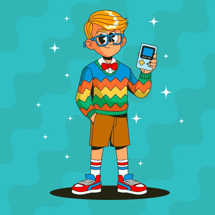 Kostenlose Vektor handgezeichnete zeichentrickfilme für nerds.