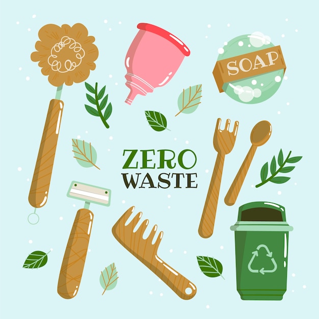 Kostenloser Vektor handgezeichnete zero-waste-sammlung