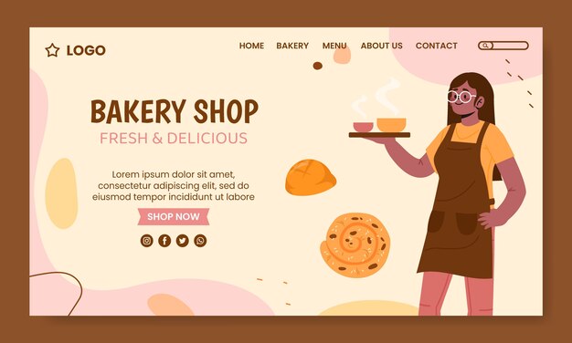 Handgezeichnete Zielseite für Bäckereien
