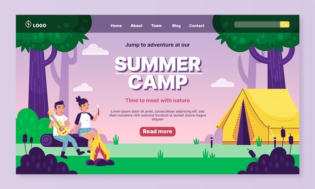 Handgezeichnete Zielseite für das Sommercamp
