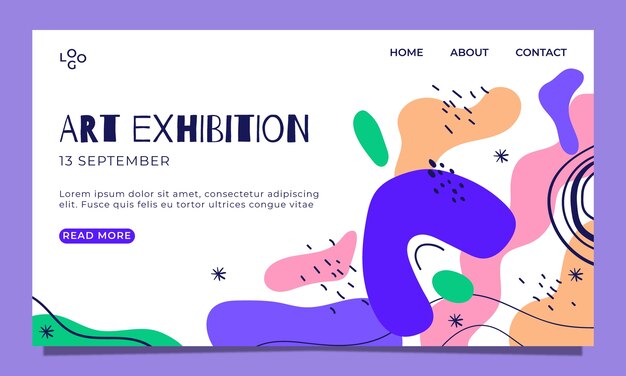 Handgezeichnete Zielseite für Kunstausstellungen