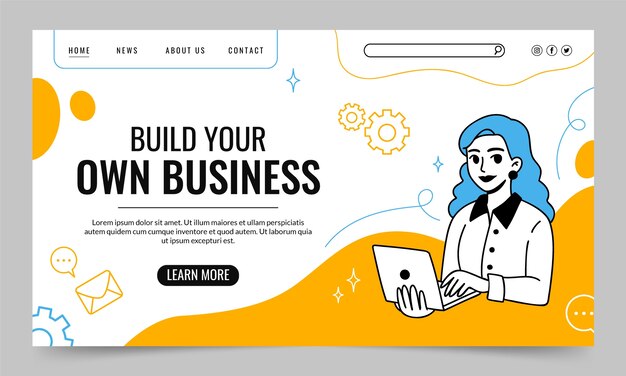 Handgezeichnete Zielseitenvorlage für Business-Workshops