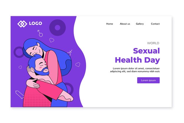 Handgezeichnete Zielseitenvorlage für den Welttag der sexuellen Gesundheit