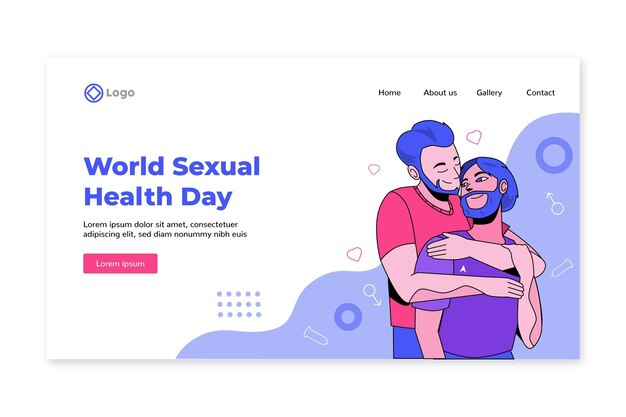 Handgezeichnete Zielseitenvorlage für den Welttag der sexuellen Gesundheit