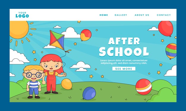 Handgezeichnete Zielseitenvorlage für Kinderspielzeug