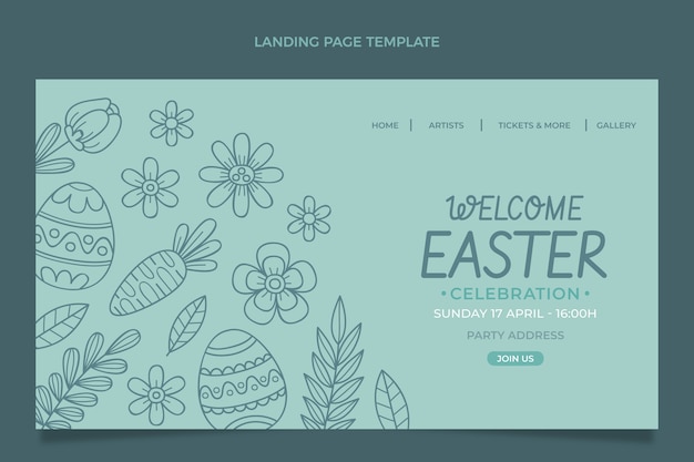 Kostenloser Vektor handgezeichnete zielseitenvorlage für ostern