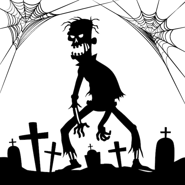 Handgezeichnete Zombie-Silhouette-Illustration