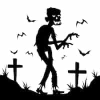 Kostenloser Vektor handgezeichnete zombie-silhouette-illustration