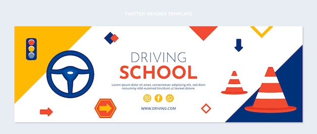 Handgezeichneter abstrakter Twitter-Header der Fahrschule