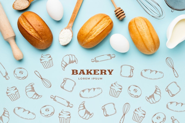 Handgezeichneter Bäckerei-Musterhintergrund