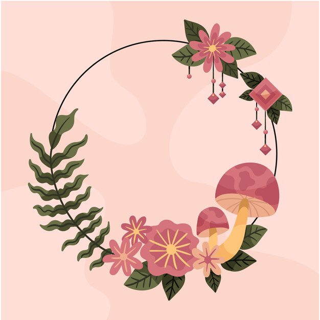 Handgezeichneter Boho-Rahmen im flachen Design