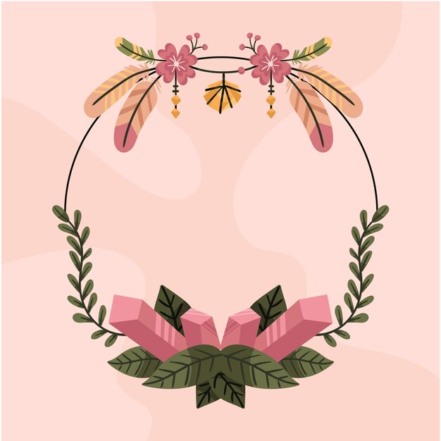 Handgezeichneter Boho-Rahmen im flachen Design