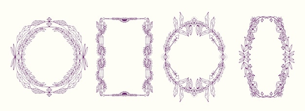 Handgezeichneter Boho-Rahmen mit kreativer Gravur