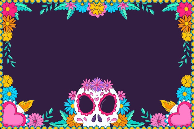 Handgezeichneter dia de muertos-feierhintergrund