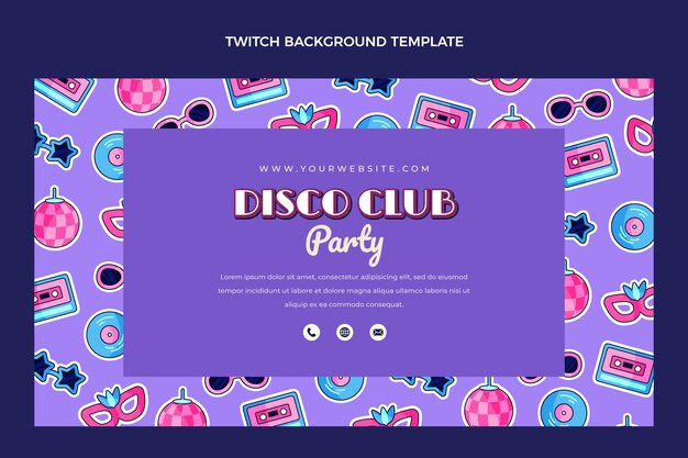 Kostenloser Vektor handgezeichneter disco-party-twitch-hintergrund