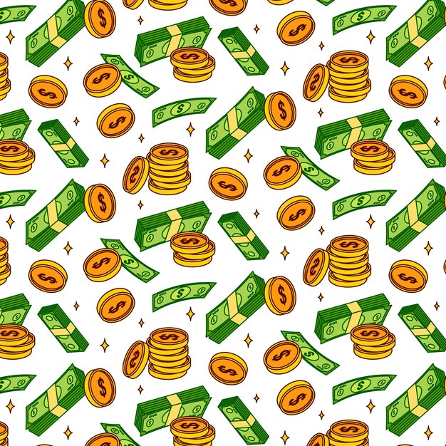 Handgezeichneter Dollarzeichen-Musterhintergrund