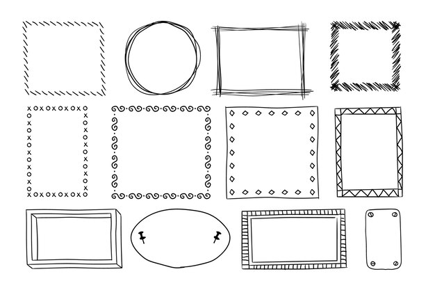 Handgezeichneter Doodle-Rahmen-Set