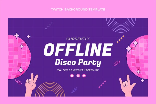 Handgezeichneter flacher Design-Disco-Party-Twitch-Hintergrund
