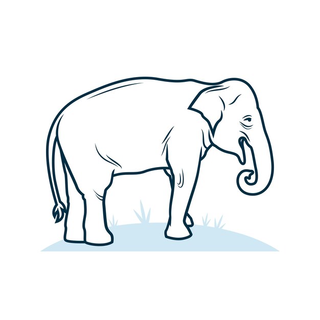 Handgezeichneter flacher Design-Elefant-Umriss