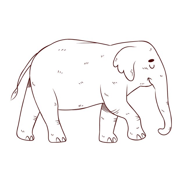 Handgezeichneter flacher Design-Elefant-Umriss