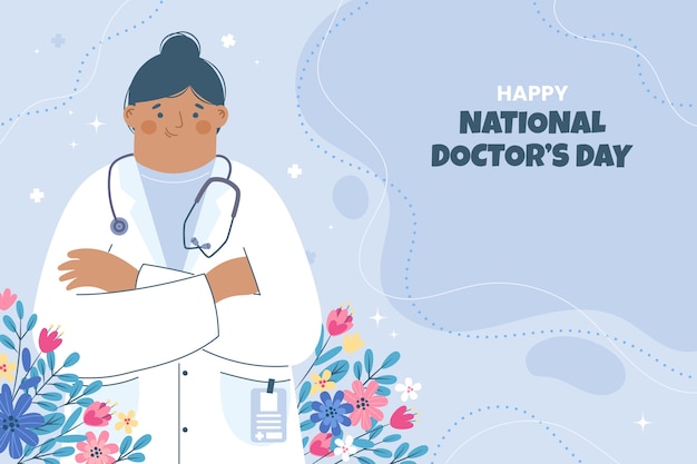 Handgezeichneter, flacher nationaler Arzttag Hintergrund