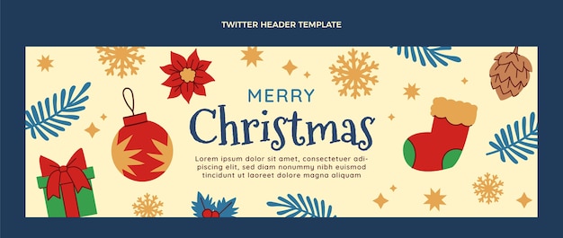 Handgezeichneter flacher weihnachtstwitter-header