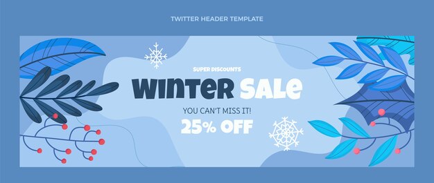 Handgezeichneter flacher Winter-Twitter-Header