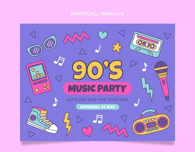 Handgezeichneter Fototermin für das Musikfestival der 90er Jahre