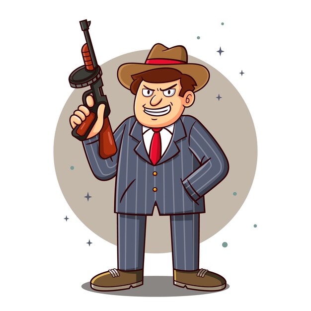 Handgezeichneter Gangster-Cartoon-Dokumentarfilm