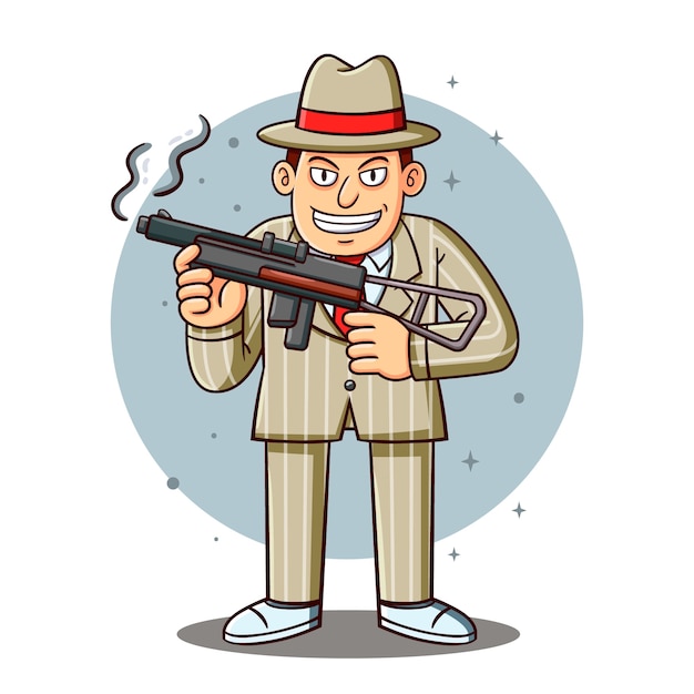 Handgezeichneter Gangster-Cartoon-Dokumentarfilm