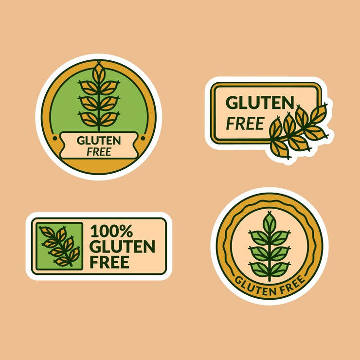 Kostenlose Vektor handgezeichneter glutenfreier etikettensatz