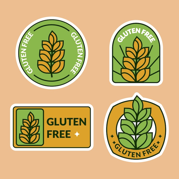 Kostenlose Vektor handgezeichneter glutenfreier etikettensatz