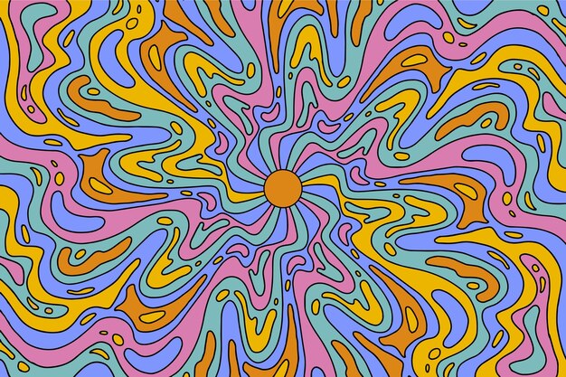 Handgezeichneter grooviger psychedelischer Hintergrund