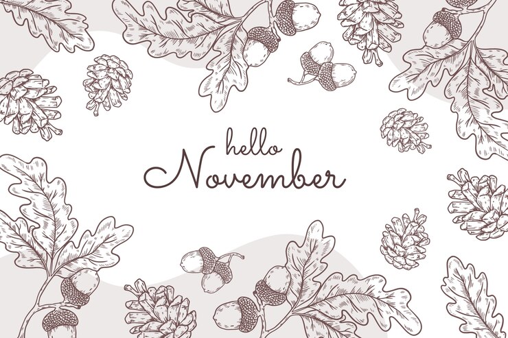 Kostenlose Vektor handgezeichneter hallo november hintergrund für den herbst