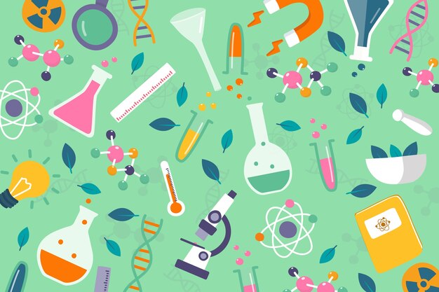 Handgezeichneter Hintergrund der naturwissenschaftlichen Ausbildung