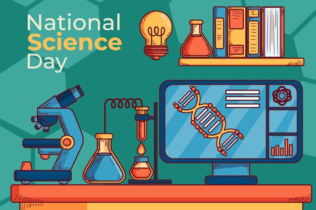 Handgezeichneter Hintergrund des Nationalen Wissenschaftstages