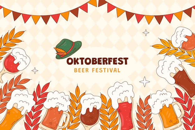 Handgezeichneter Hintergrund für das Oktoberfest-Bierfest